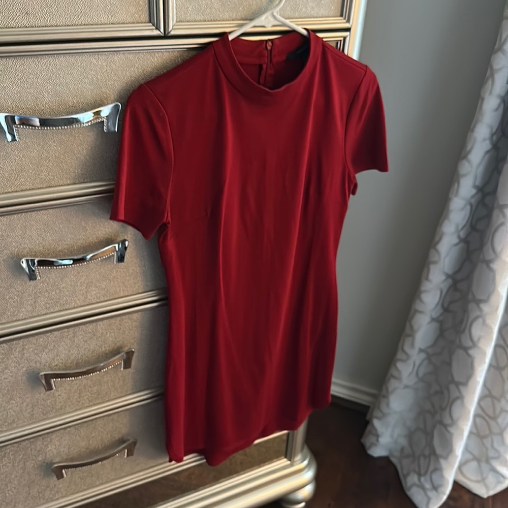 Size medium dark red zip back mini body con dress